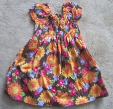 Girl's GYMBOREE Dress - Size 6 - Short Sleeve, Smocked, Brown, Floral Design