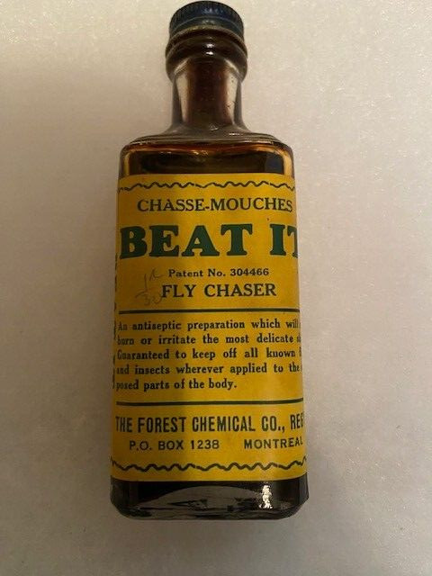 Vintage Glass Bottle Of Beat It Fly Chaser