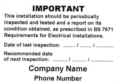 Installation Test Sticker Mini Personalised Electrical Periodic Test Inspection Labels-Stickers ...