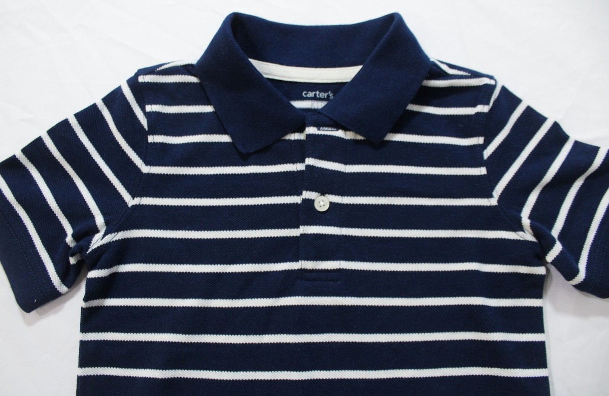 ★WAIKEI★ Striped pique short sleeve t-shirt navy YKBE02TS0 Carter's Kid's Striped Pique Polo Short Sleeve Shirt CG2