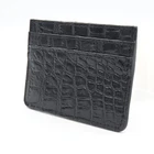 New EXSOOTTI Black Genuine Croc Leather Skin Mens Credit Card Slim Wallet.