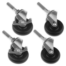 SET OF 4 x BRAKED & UNBRAKED SWIVEL CASTER WHEELS 3" INCH 76mm SWIVEL THREAD M16