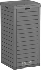 38 Gallon Outdoor Trash Can | Waterproof Resin Garbage Can with Tiered Lid & Dri