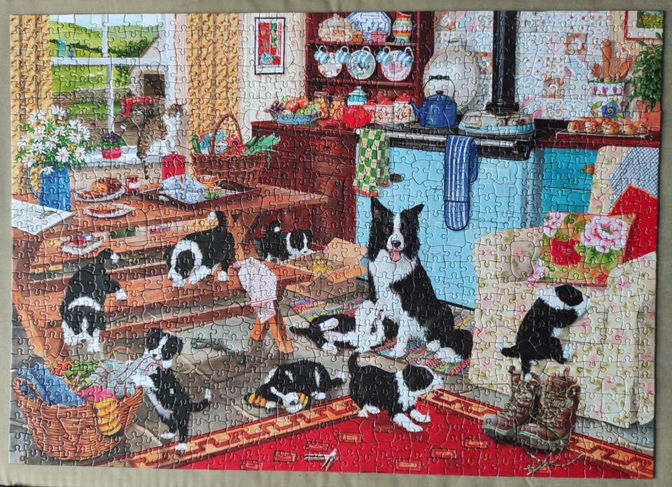 House Of Puzzles 1000 Piece Jigsaw Puzzle Collie Wobbles Complete