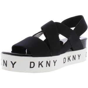 black elastic platform sandals