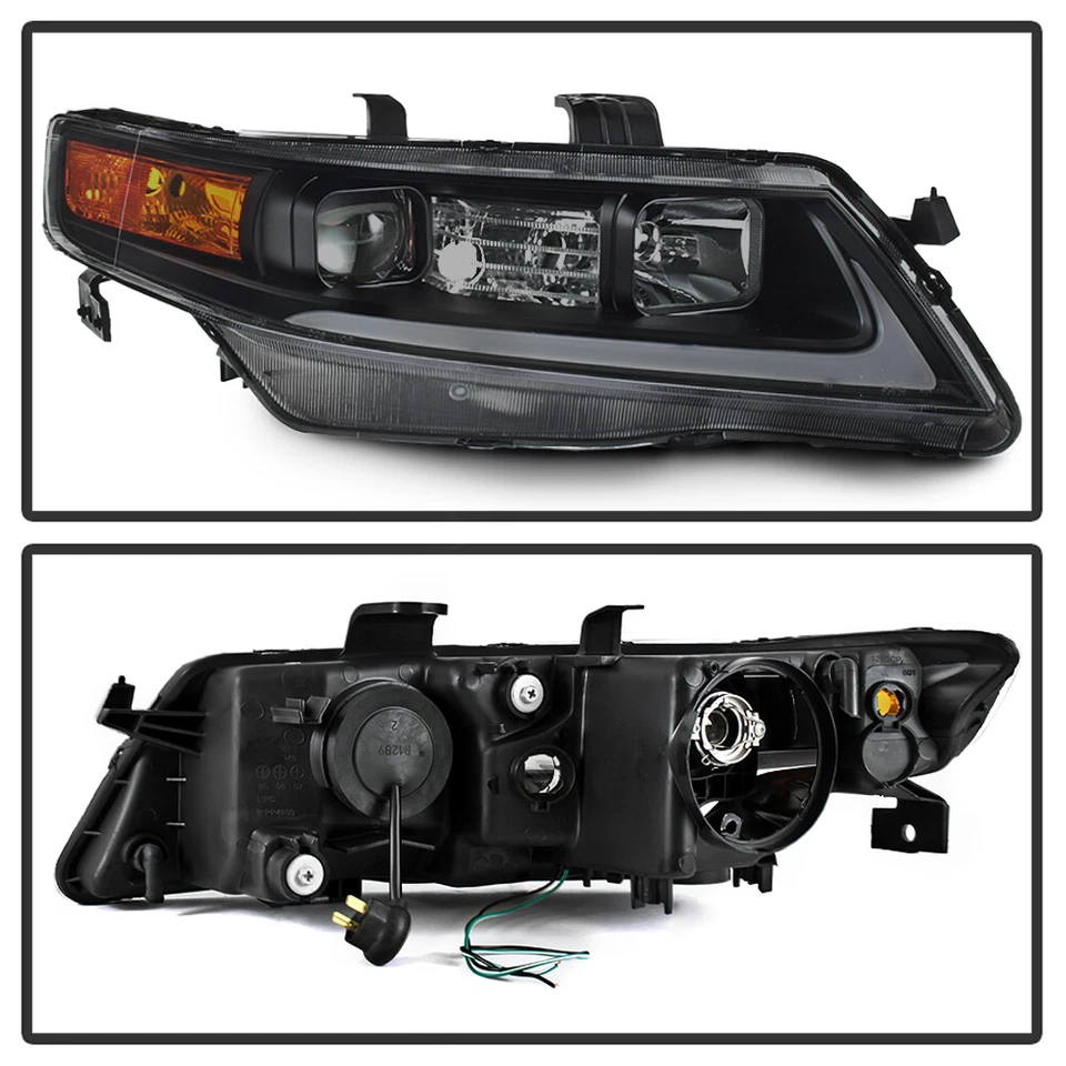 Juego de faros proyectores tubo LED negro ahumado Acura TSX CL9 2004-2008 Foto 3 de 4