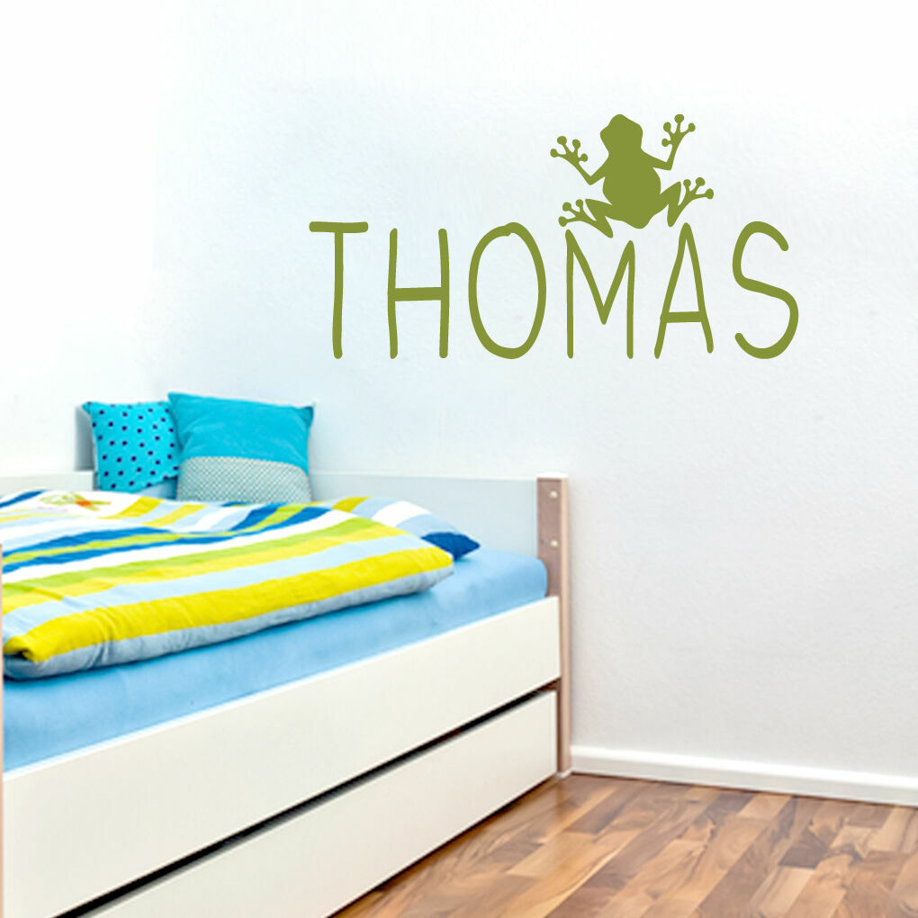 Custom Name With Frog Wall Decal - Personalized Nursery & Kids Room Animal