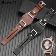 24mm Genuine Leather Strap For FOSSIL JR1157 JR1156 Wrist Watch Band Brown/Black