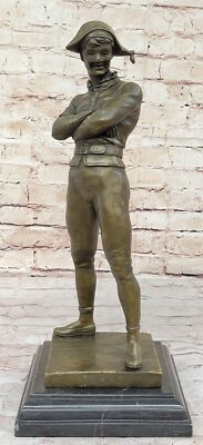 Figurine 18 lbs. Rene Saint-Marceaux Harlequin Jester Joker Bronze Sculpture Art