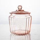 Pink Depression Glass Cookie Jar/ Biscuit Jar Anchor Hocking Mayfair Open Rose