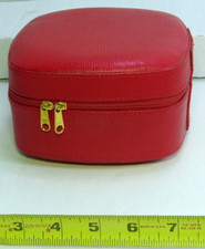 Red Zippered Travel Jewelry Case 2 levels with mirror unbranded