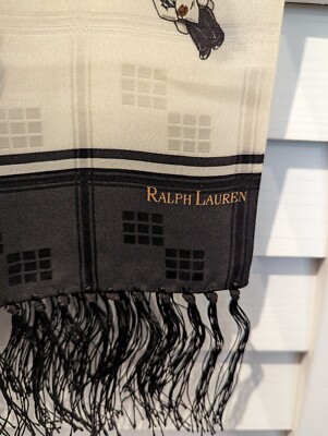 Vintage Ralph Lauren Bear Martini Party 100% Silk Scarf-Japan