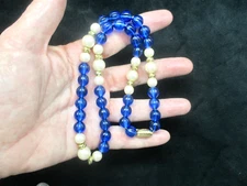 Vintage-AVON 1986 "Raj" Faux Sapphires & Pearls Statement Necklace Rare Find