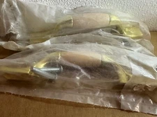 LOT (2) VTG Amerock Polished Brass 3"cc Cabinet Handle Pull Ceramic center NEW