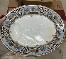 Bates Walker 1876 20 3/4" meat platter Poonah pattern w bird