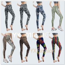 Animal Leopard Patterns Printed Leggings Elastic Compression Push Up Pants OS