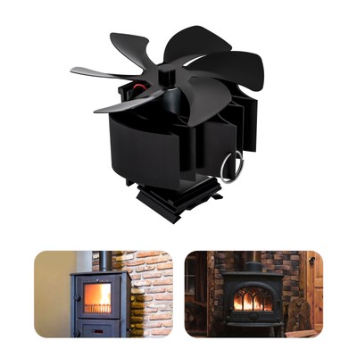 Home 6 Blades Flue Pipe Stove Fan Fireplace Wood Burning Heat Powered Stove  Fan | eBay