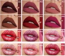 6 Color/Set Matte Fine Flash Glitter Liquid Lip Gloss Shimmer Metallic Lipgloss
