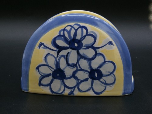 Vintage Fioriware Serviettenhalter blau & gelb Blumen Zanesville OH Kunstkeramik - Bild 2 von 10