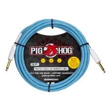 Pig Hog Hex Series Silent Plug Instrument Cable 10-Foot, Daphne Blue