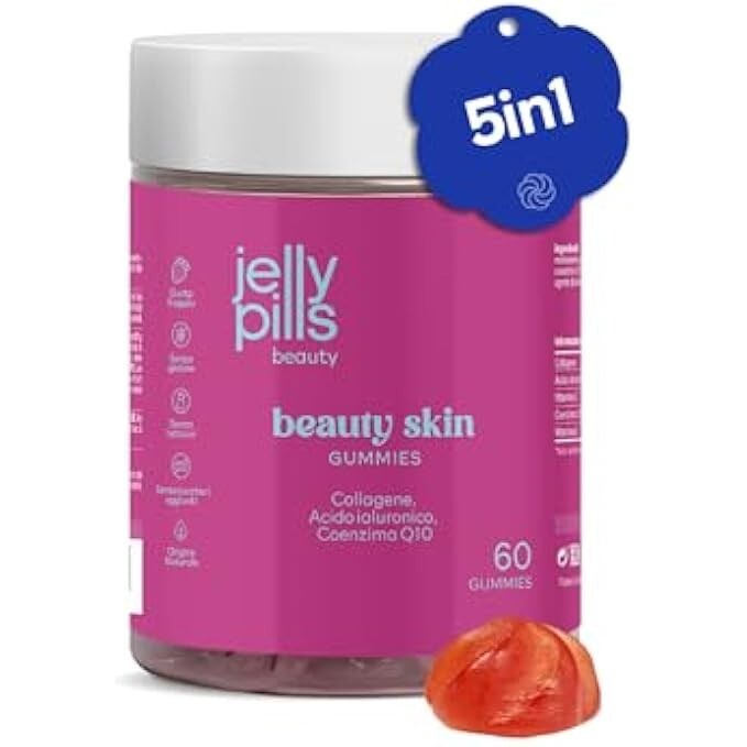 Jelly Pills® Collagene Idrolizzato Gummies con acido ialuronico coenzima Q10 e V
