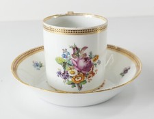 Antique 18th Century Meissen Marcolini Period Floral Cup and Saucer Coffee Tea