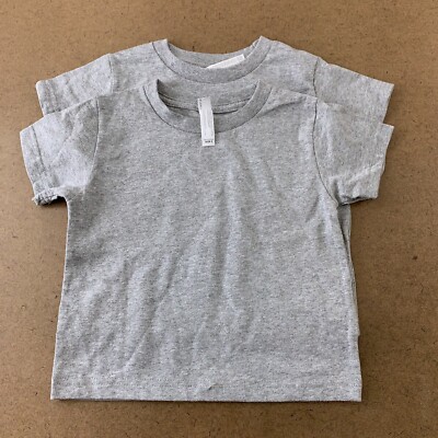 Lot of 2 Rabbit Skins Unisex Toddler Kids Size 3 Heather Gray Short Sleeve Tees