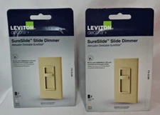 Set of 2 Leviton SureSlide Dimmer Switch for Dimmable LED, Halogen- Ivory