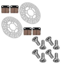8 Front Disc Stud Bolts & 2 Brake Rotors with Pads for Yamaha Banshee 350 90-06