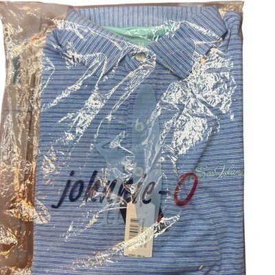 Johnnie-O Mens Arnold Sea Island Polo Shirt Malibu Blue Striped NWT Size M