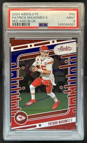 2024 Panini Absolute Patrick Mahomes II Red and Blue #50 Chiefs PSA 9