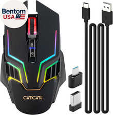 Wireless Gaming Mouse for PC, RGB Backlit, 12 Light Modes, 2.4G Receiver/Usb-C,