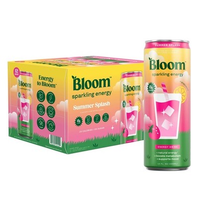   Bloom Summer Splash Sparkling Energy Drink   12 fl oz, 12 Pack  FREE SHIPPING!