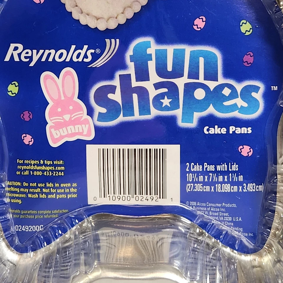 NUEVO Juego de 2 sartenes para pasteles Reynolds Fun Shapes con tapas - conejito - primavera Pascua 11x7 Foto 2 de 4