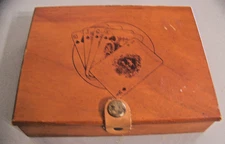 Vintage Wooden Playing Card Storage Box with 2 Deck Holders Handcrafted no cards