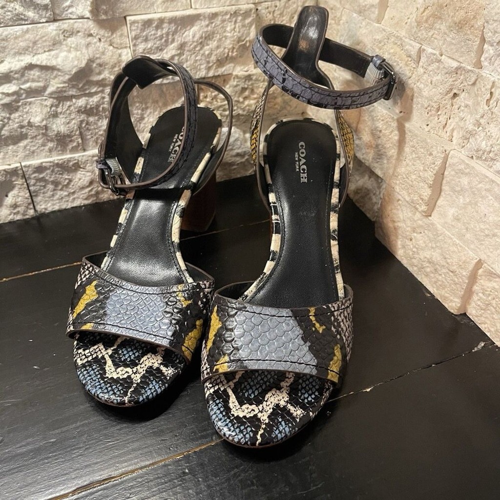 Coach Pipher Python/Anaconda Size 8.5 Wooden Bloc… - image 2