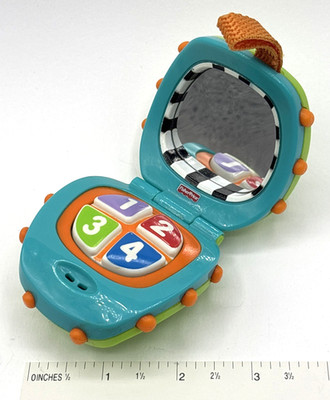Green Flip Cell Phone 4 Push Buttons Make Sounds 2006 Fisher Price Tested Works