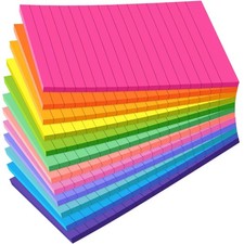 12 Pack Lined Sticky Notes in Bright Colors,Sticky Note Pads 4x6 inches,Sticky