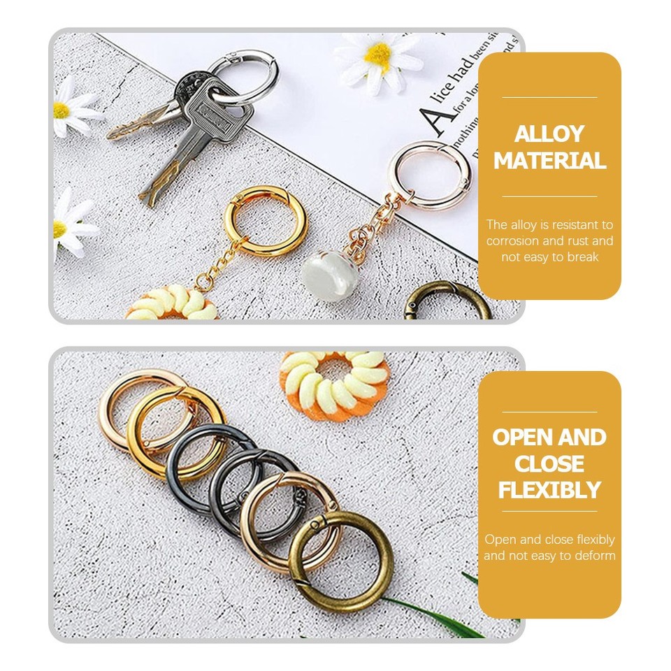 36 pcs Zinc Alloy Spring Buckles Bag Meal Rings Clasps DIY Key Ring ...