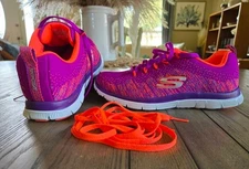 Skechers Women's 6 Shoes Memory Foam Skech-Knit Flex Sole SN 11877 Purple Orange