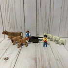 Vintage Playmobil Farm Set Bull Cow Lamb Sheep Family Kid Figures Wheelbarrow