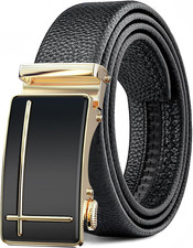 Men'S Belt,Leather Ratchet Dress Belts with Sliding Adjustable Belts Dress Casua