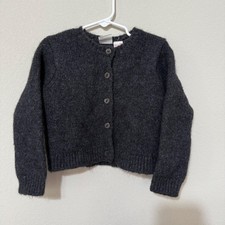 Zara Girls Charcoal Gray Wool/Alpaca Blend Chunky Knit Cardigan 4-5Y
