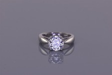 Sterling Silver 8mm Double Prong Cubic Zirconia Solitaire Band Ring 925 Sz: 5