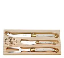 Laguiole Jean Dubost 3-Piece Cheese Set with Ivory Handles