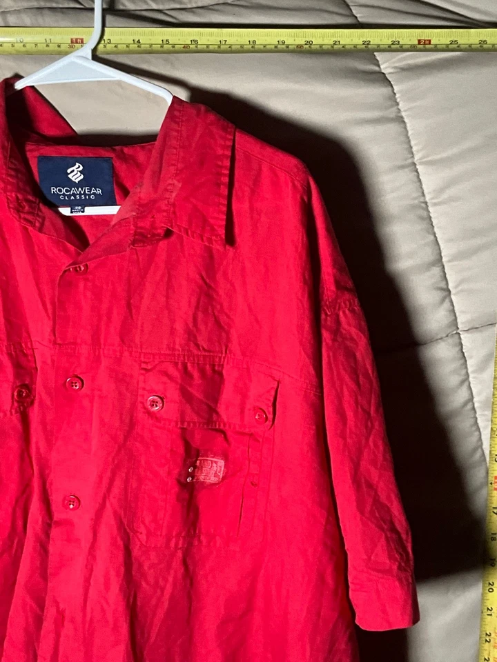 Rocawear Camisa de Vestir Roja Manga Corta Botón Hombre 4XB Foto 3 de 4
