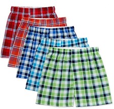 Wonder Nation Boys Elastic Waistband Plaid Cotton 5 Pk Boxer Briefs Medium 8