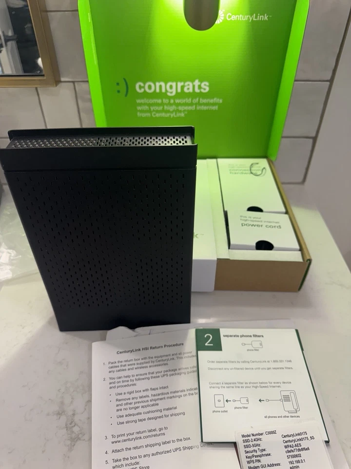 CenturyLink C3000Z Zyxel Bonded 2.4 & 5ghz Wireless WiFi Modem Router - Image 3 of 4