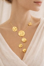 Long Gold Necklace Large Chunky Statement Bold Sweater Contemporary Jewelry