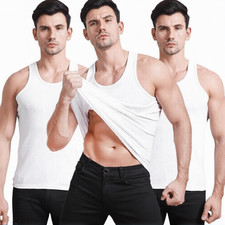 6 Pack Mens VEST 100% Cotton Tank Top Summer Training Gym Tops Pack Plain S-5xl